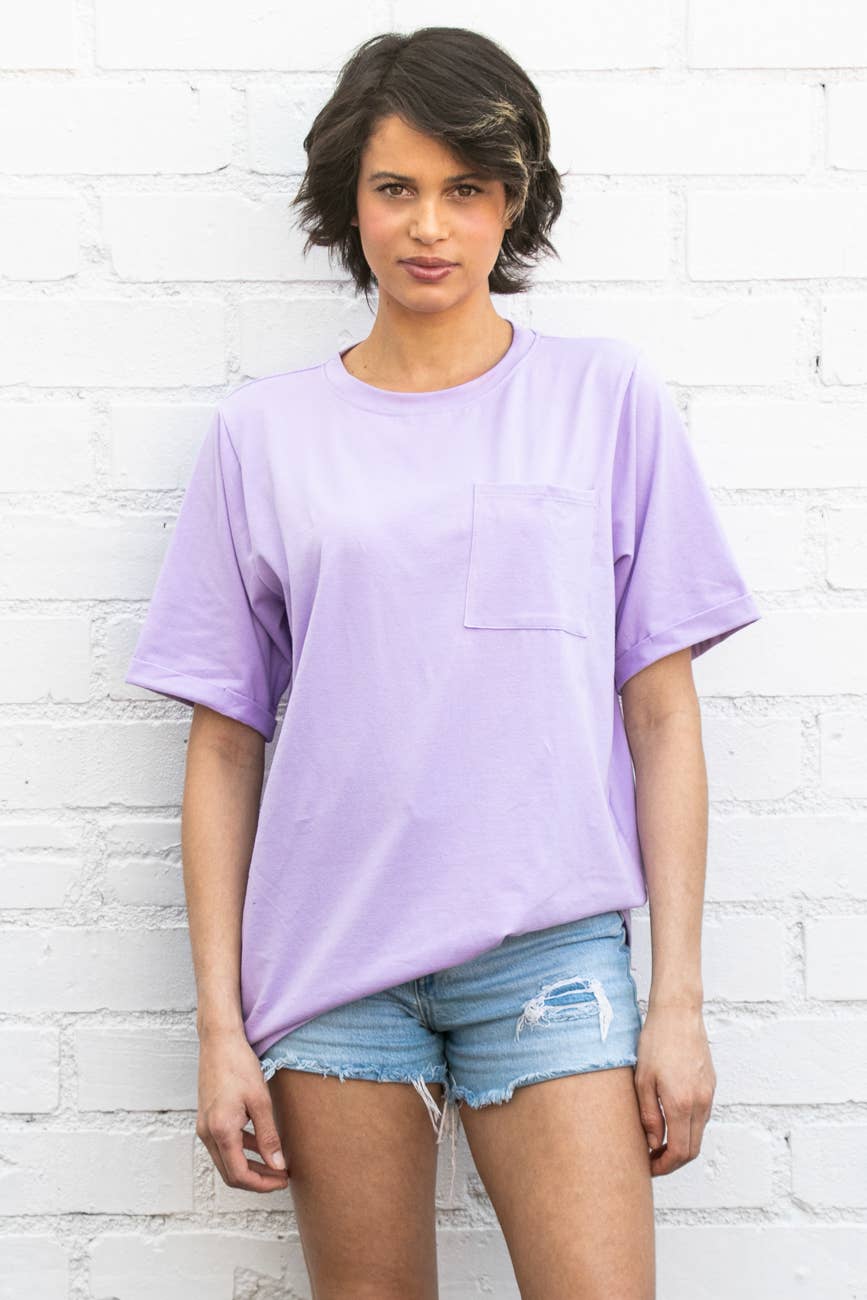 Oversized Fit Round Neck T Shirts With Pocket