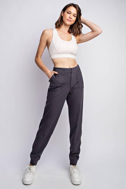 Plus Size Casual Cotton Stretch Twill Jogger Pants