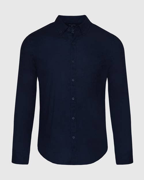 Long Sleeve Button Up Shirt | Stretch Oxford | Navy