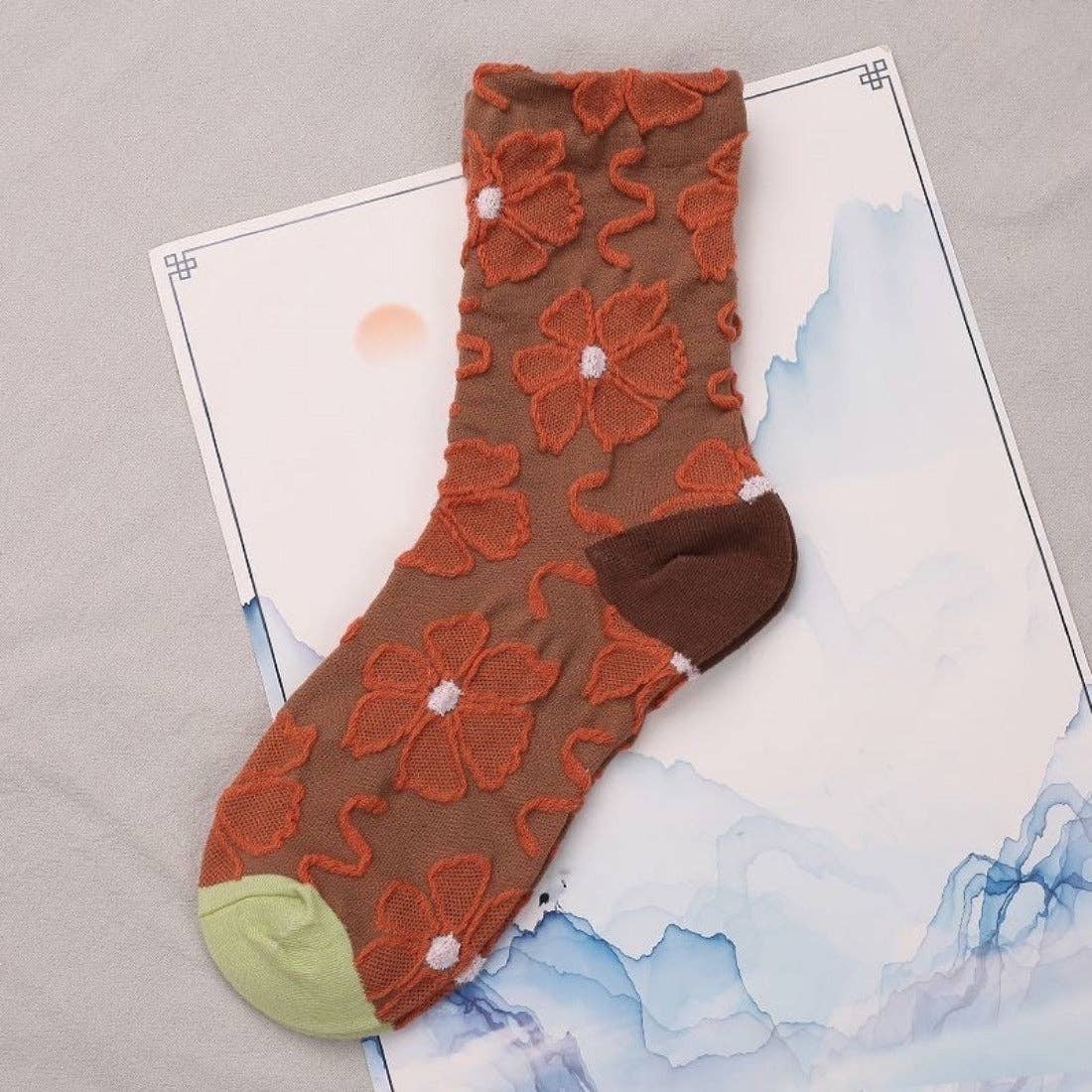 Orange Embossed Women's Socks