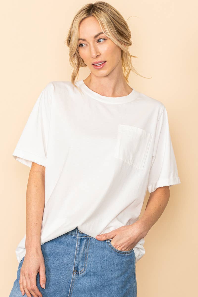 Oversized Fit Round Neck T Shirts With Pocket