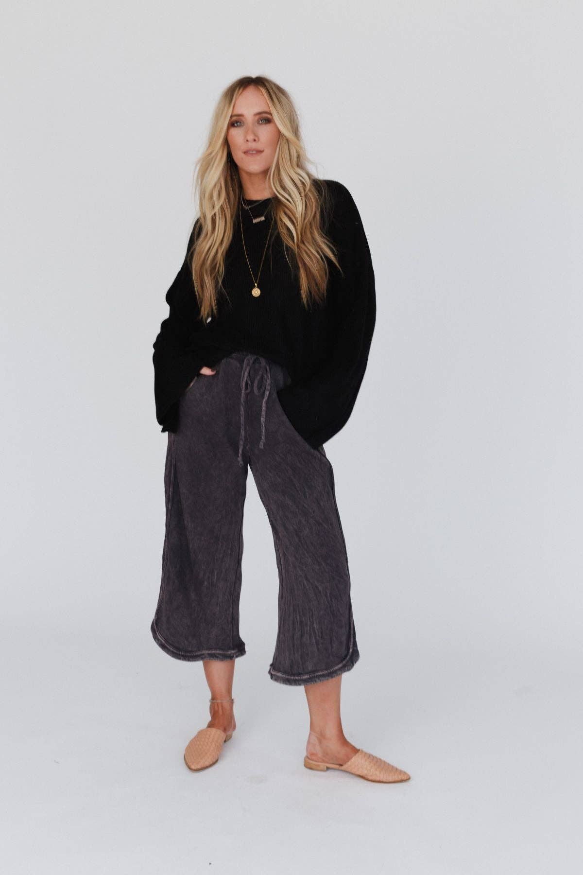 So Comfy Wide Leg Pant Petite Length - New Charcoal