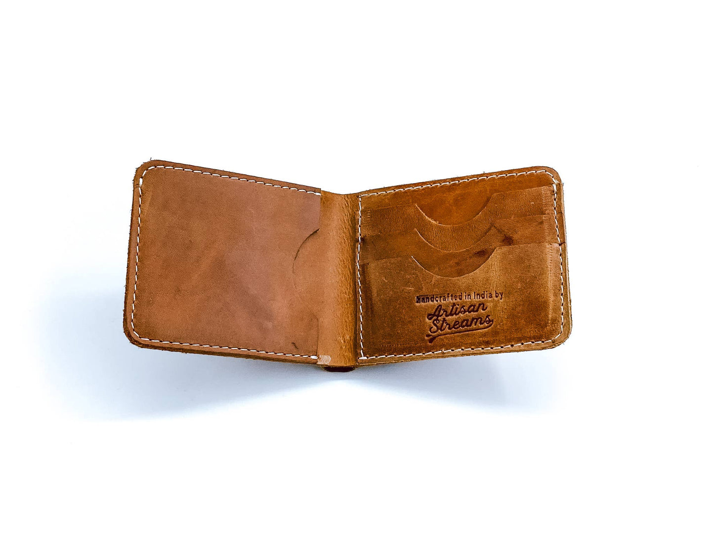 Men's bifold Leather Wallet Raw Brown