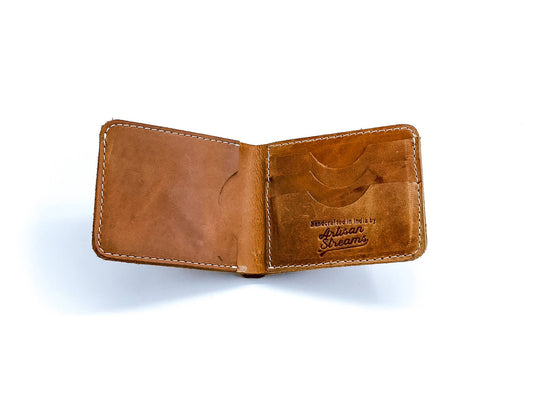 Men's bifold Leather Wallet Raw Brown