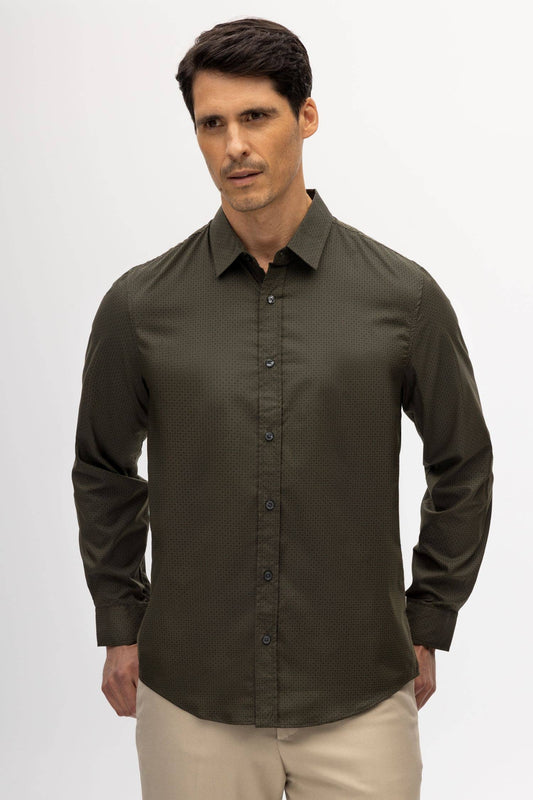 Long Sleeve Printed Stretch Shirt