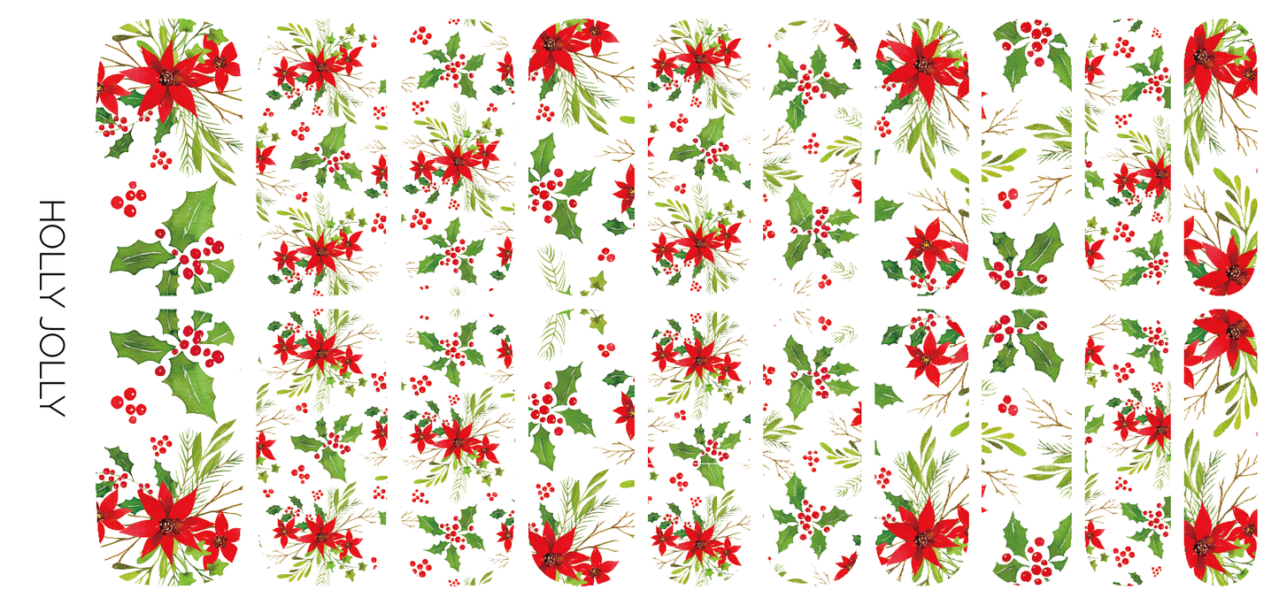 Holly Jolly | Holly & Poinsettia Christmas Nail Polish Strip