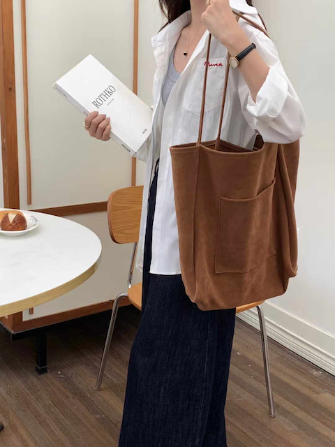 Large Suede-Like Tote Bag