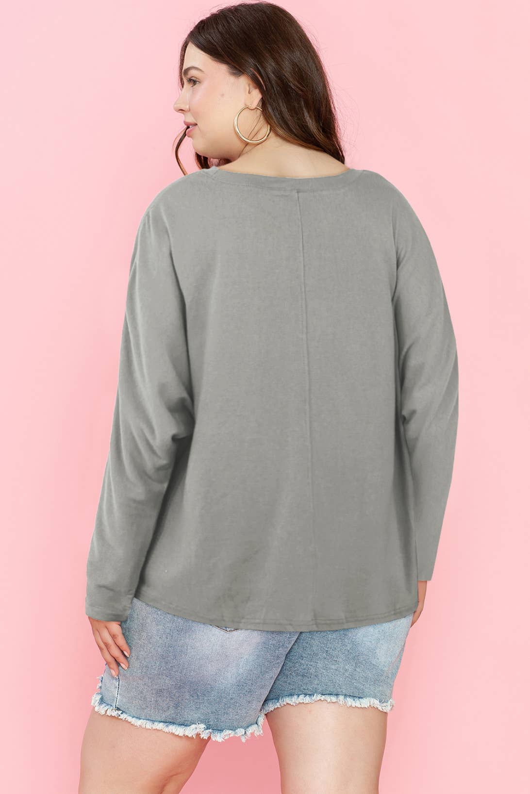 Plus Size Casual Basic Blank Solid Long Sleeve Tops (S-3X)