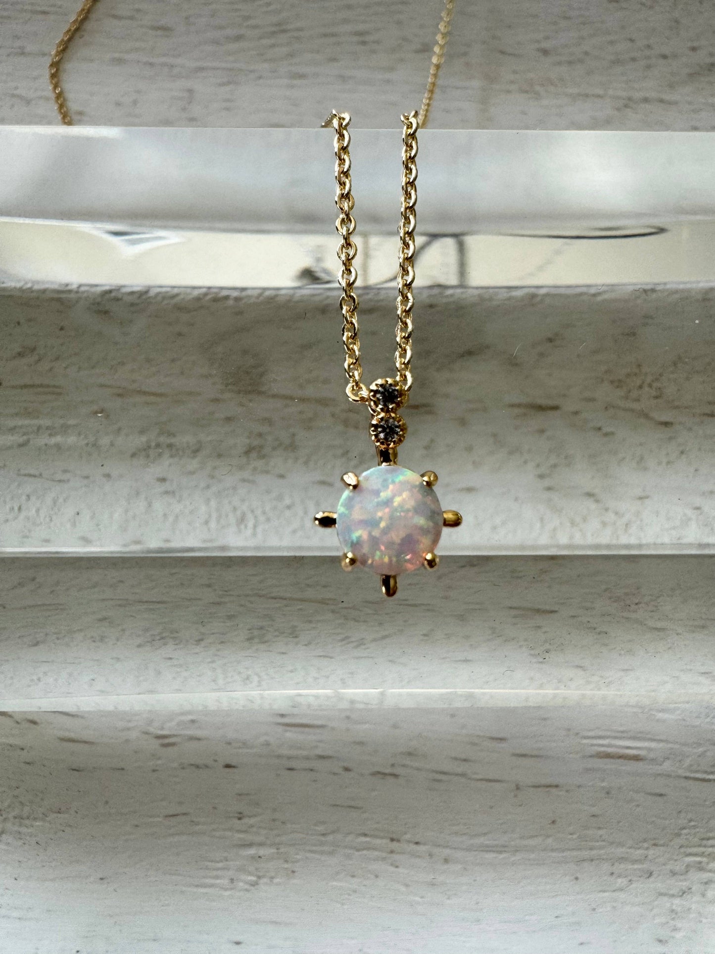 Opal stud necklace