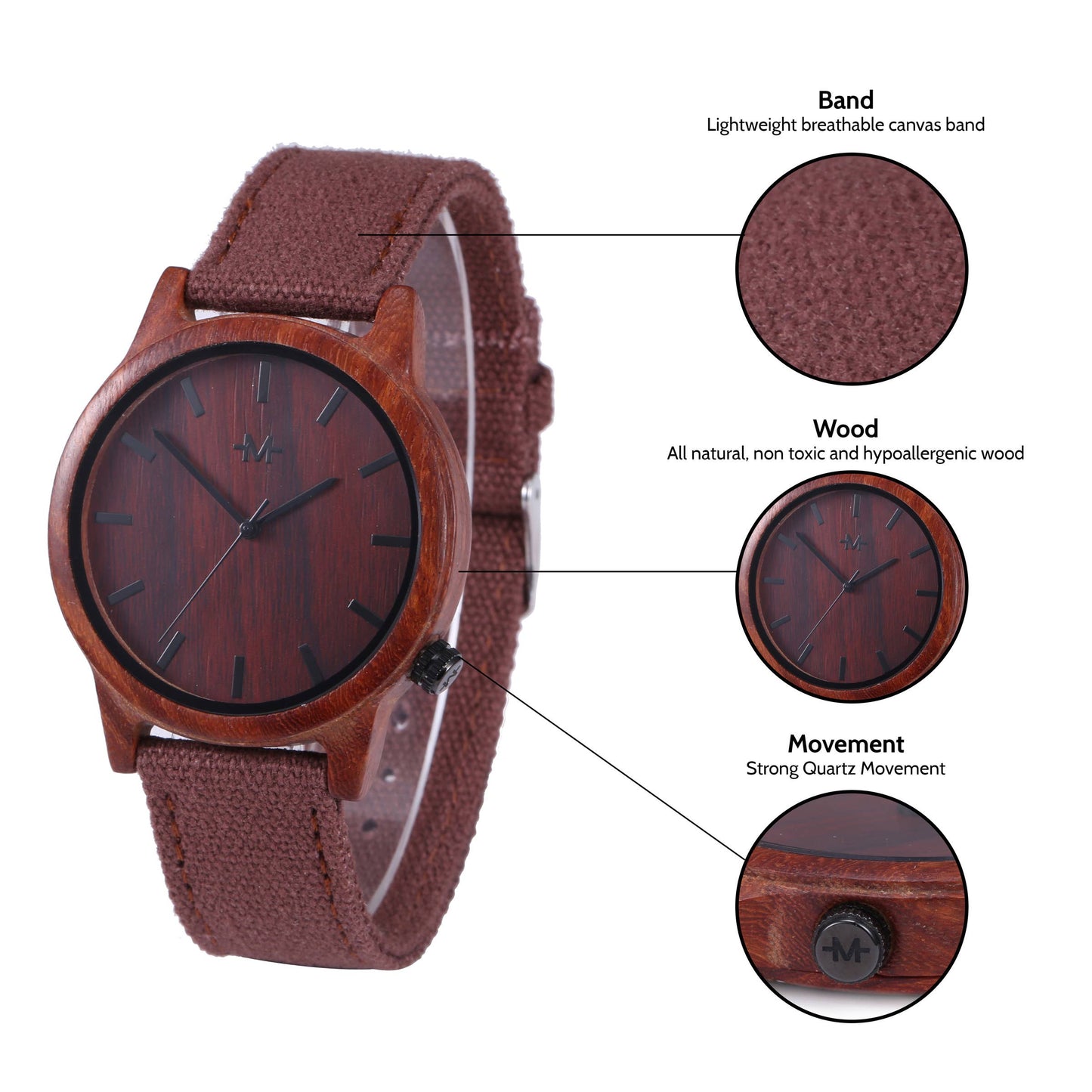 Webbed Brolly Wooden Wrist Watch