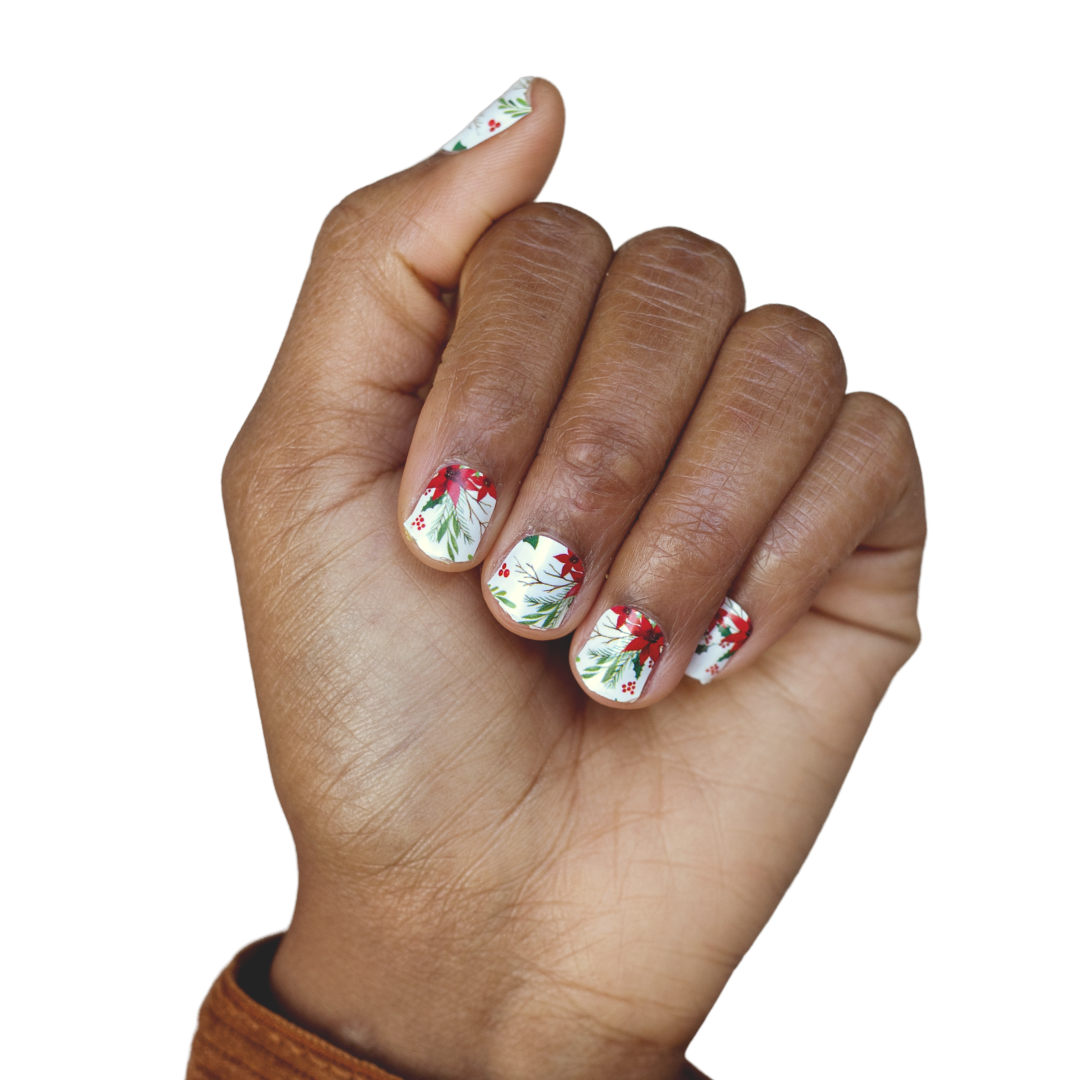 Holly Jolly | Holly & Poinsettia Christmas Nail Polish Strip