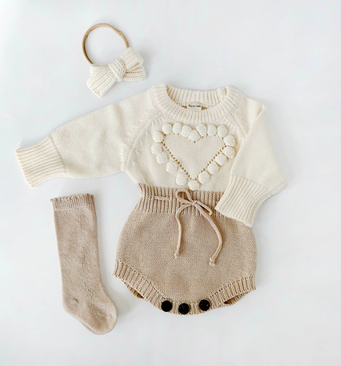 Baby Girl HEART Sweater Romper Knit Outfit| combo options