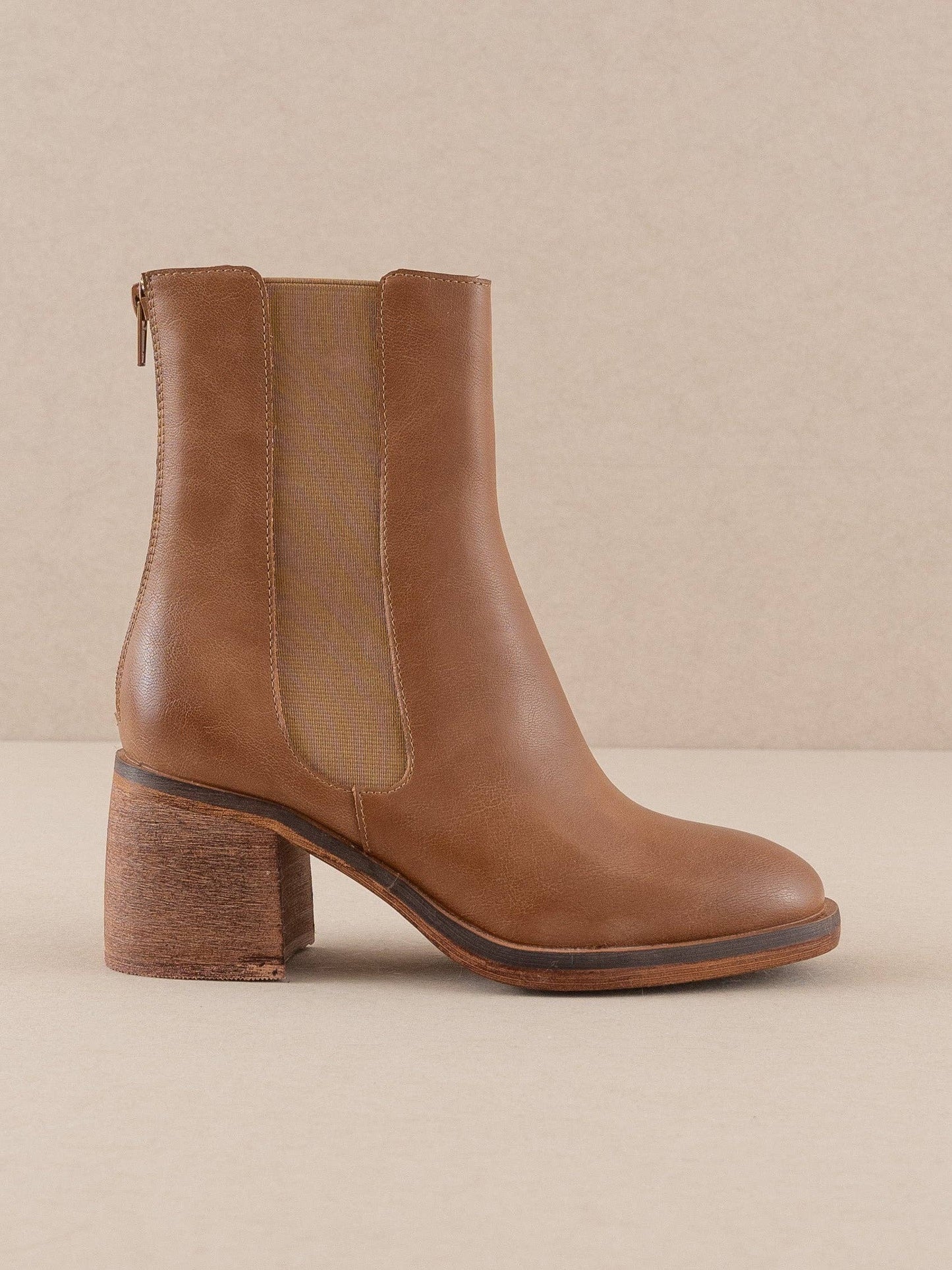 Caramel Chelsea Heel Boots