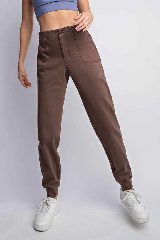 Plus Size Casual Cotton Stretch Twill Jogger Pants